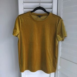 F21 Velvet Mustard Yellow Crew neck Top